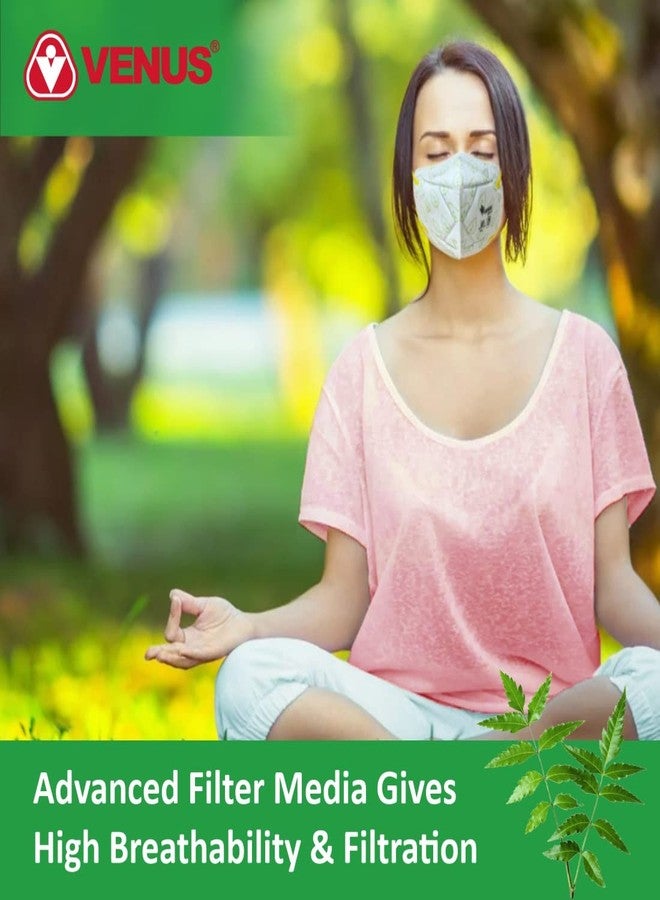 VENUS - V-Shwas - FFP3 Unisex Cotton Face Mask - ISI Certified, Developed with DRDO, Herbal Neem Extracts Aushada Tara Fabric, Natural Cool Breathable Design - Green - Pack of 8 (4 Pairs) - Image 5